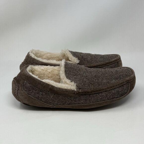 Ugg Ascot Tweed Slippers Shoes Mens 10 Brown Suede Sheepskin Wool Lined Comfort main image 16